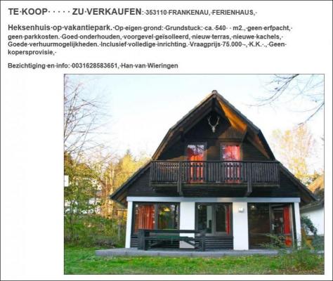 Vakantiehuis te koop in Duitsland - Hessen - Sauerland - Frankenau - € 75.000