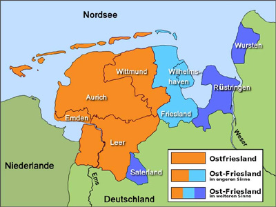 Landenvergelijk: Groningen versus Ostfriesland / Kaart van Ostfriesland