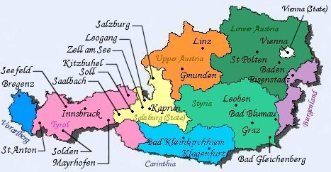 Oostenrijk versus Zwitserland - Kaart van Oostenrijk